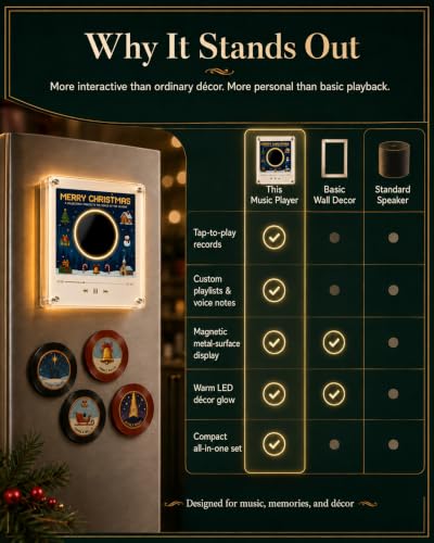 Mini Vinyl Record Player Fridge Magnet Set 1-Pc with NFC & Customizable Music