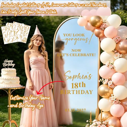 Golden Gorgeous Birthday Welcome Mirror Decals Custom Sign for Party