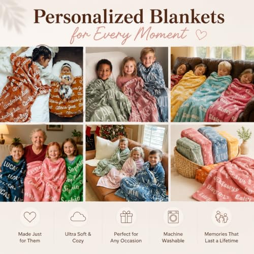 Personalized Baby Blanket with Name - Soft Fleece Nursery Throw for Girls and Boys