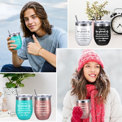 Inbagi 12oz Christmas Thank You Gift Wine Tumblers - Fresh Colors, Set of 12