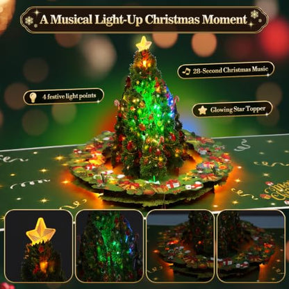 Musical Christmas Tree Pop Up Card with Lights & 32 Sec Music - Christmas Tree Variation