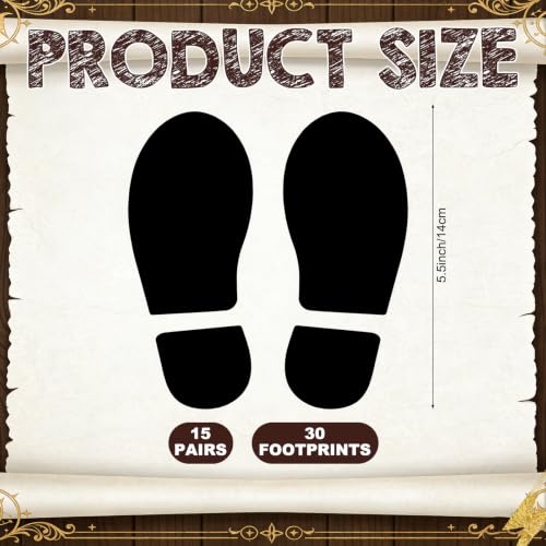 Halloween Wizard Footprint Decals Set for Party & Classroom Decor - 15 Pairs