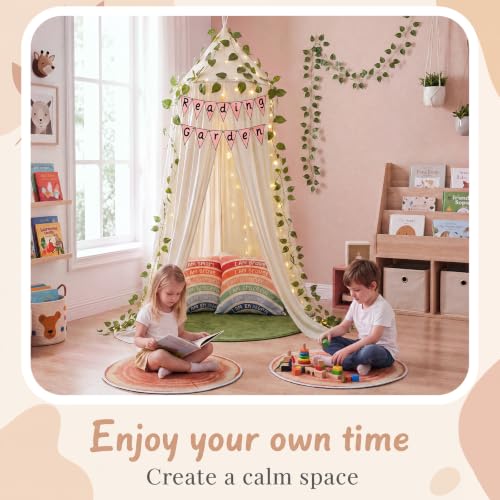 Kids Reading Corner Tent Set with Cushions & Lights - Cozy Play Nook
