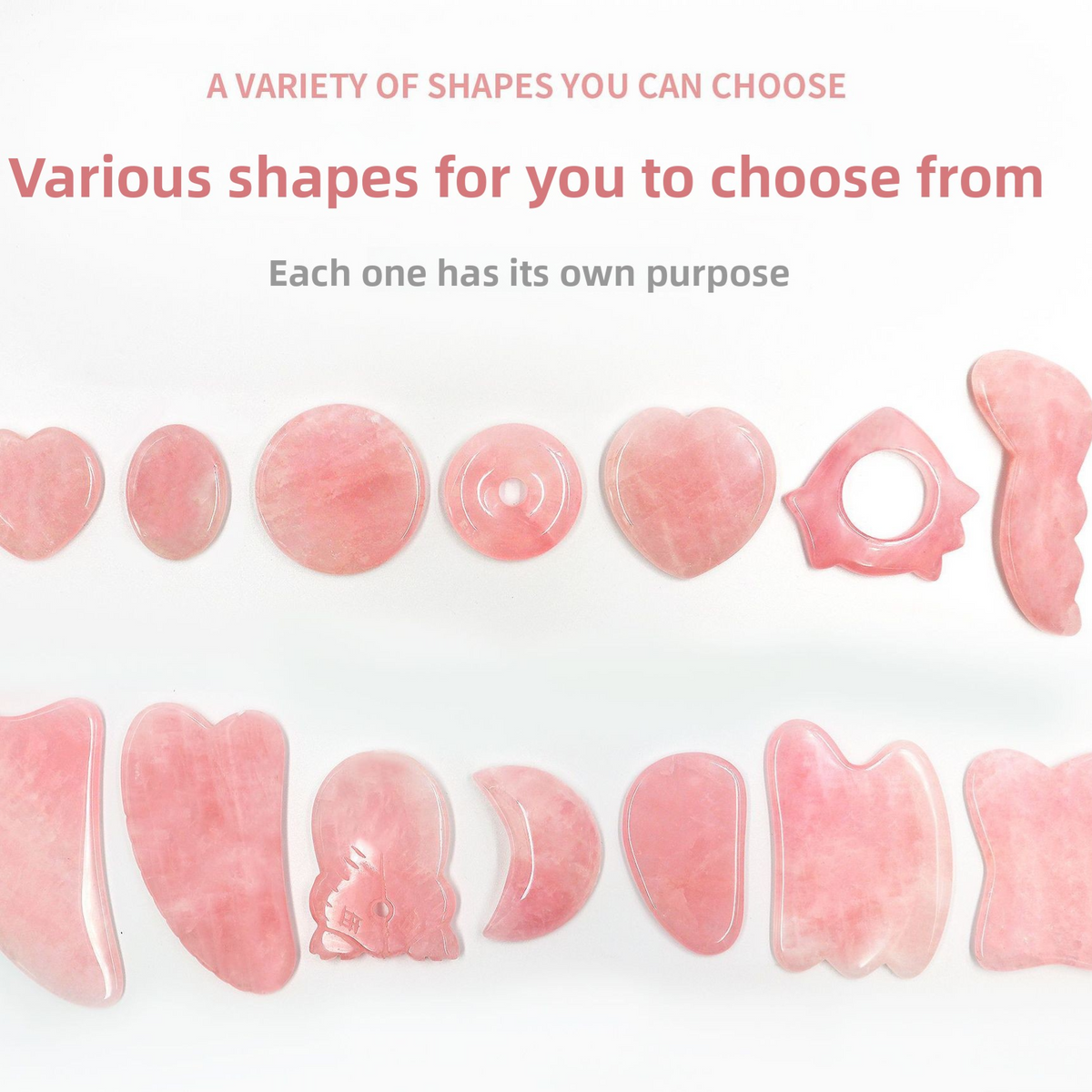 Rose Quartz Jade Facial Body Massage Scraping Stones