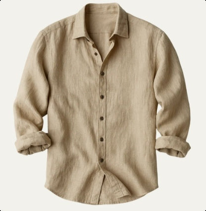 Men?s stylish solid-color long-sleeve button-down shirt