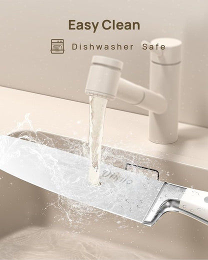 Kitchen Knife Sets with Block 15-Piece, Otirilo Stainless Steel Cooking Knife Set,Ultra-Sharp Blades,High Carbon Steak Knives Razor-Sharp Chef's Knife Set with Sharpener,Dishwasher Safe Cutlery