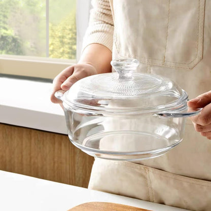 Skiennix Clear Round Glass Casserole - 1-Quart Baking Dish with Lid | Oven, Freezer & Dishwasher Safe