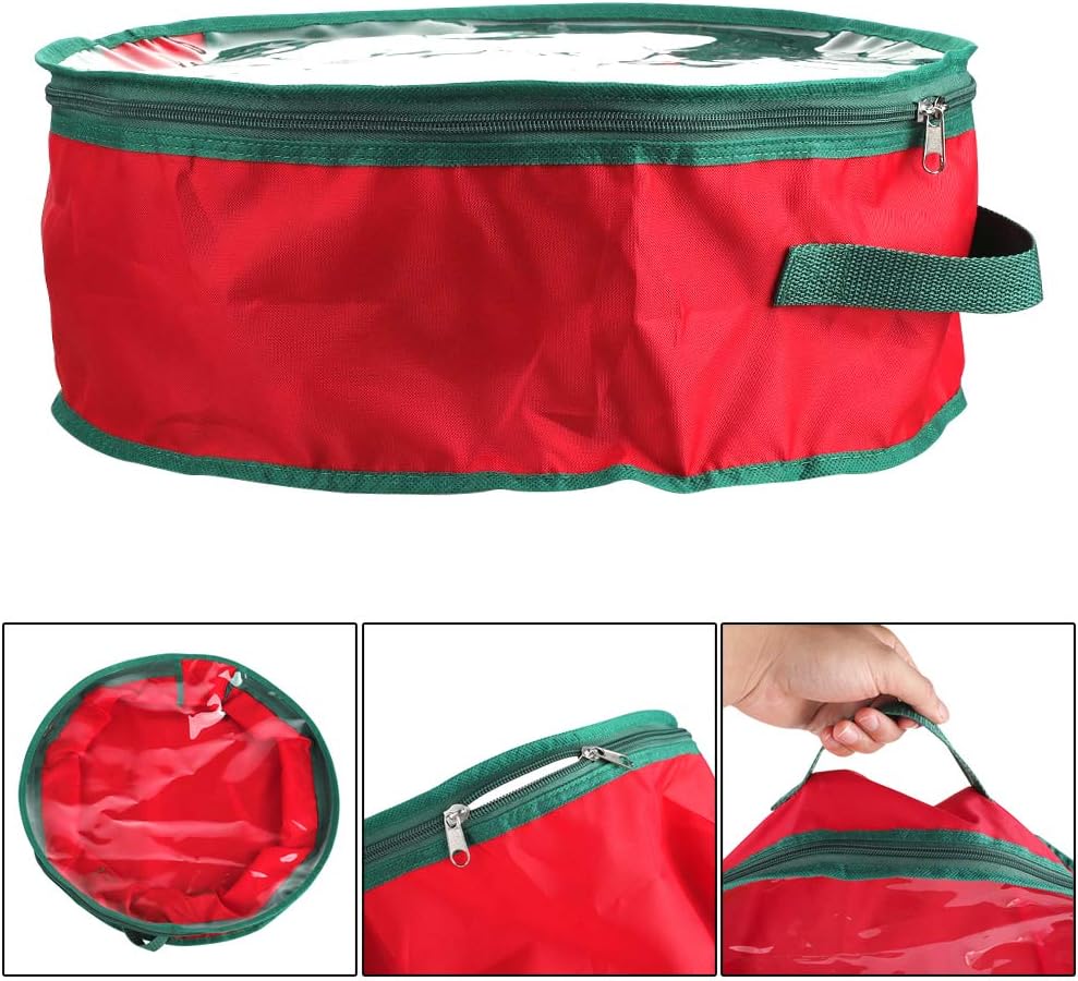 TITA-DONG Christmas Wreath Storage Bag - 2 Pcs Portable Organizer with Dual Zipper & Transparent Window