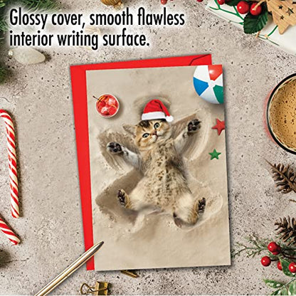 Holiday Sand Angels Christmas Greeting Card - Merry Christmas Kitten Design - Variation of THIS listing