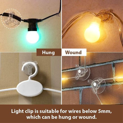 HXWEIYE Mini Adhesive Light Clips - 40 Pack All-Purpose Holiday Decorating Hooks for Indoor & Outdoor Use