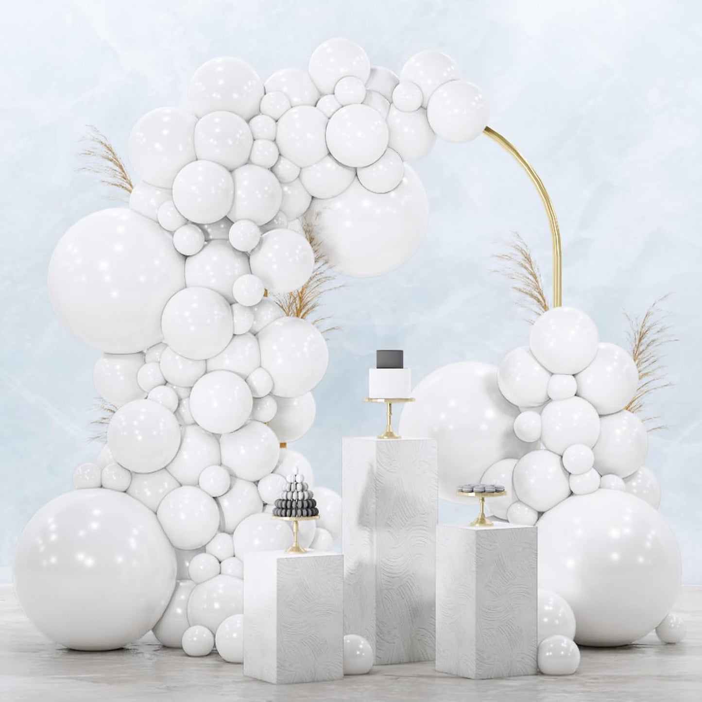 PartyWoo White Balloons - 100pcs Matte Latex Balloon Arch Kit for Weddings & Celebrations | 5-12 Inch Sizes