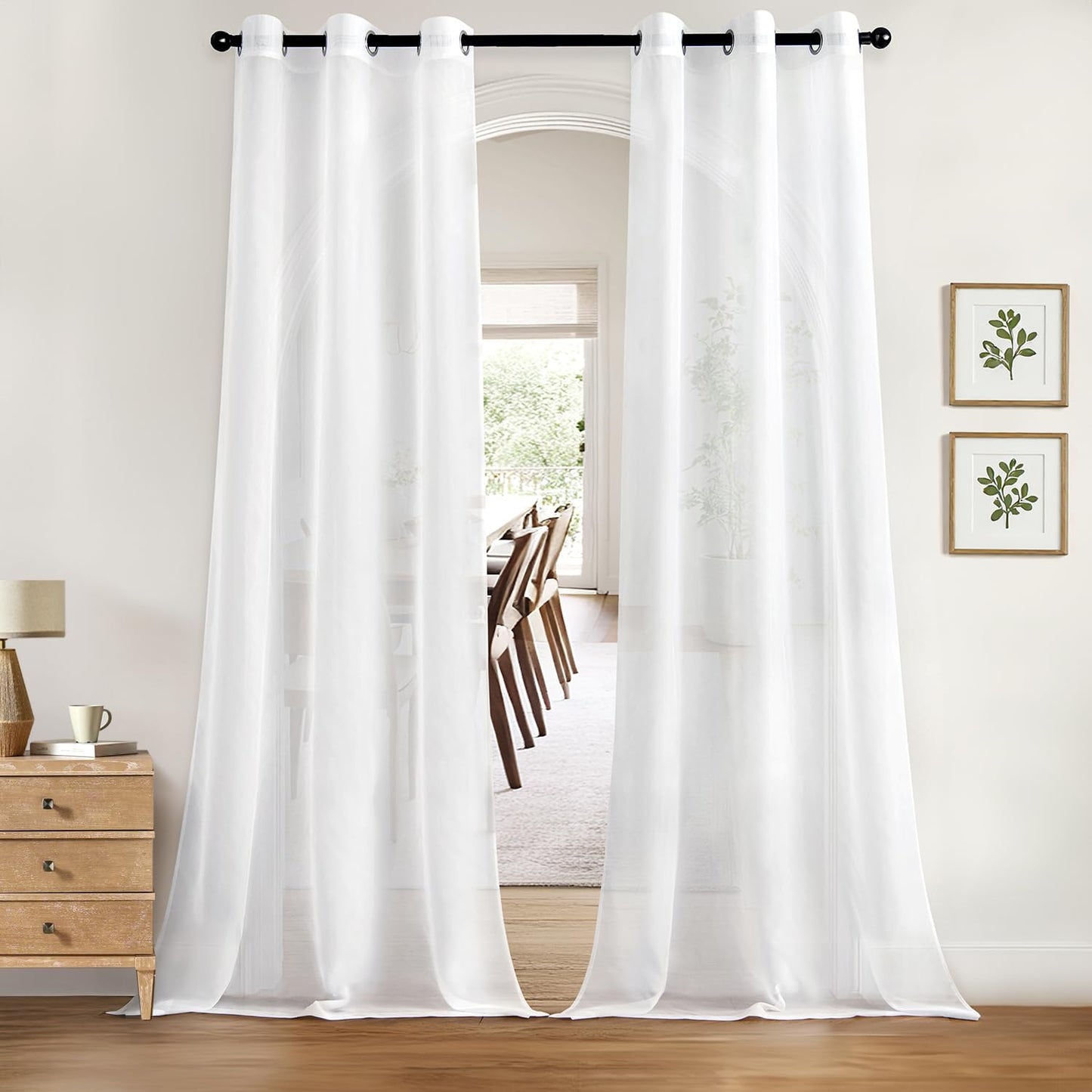 MIULEE Sheer Curtains - Elegant Lightweight Grommet Drapes for Light Filtering | 84 Inch, White, 2 Panels Set