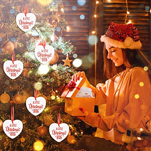 Christmas Heart Ornament Set - 72 Pieces Bulk Holiday Decorations with Cards & Gift Bags - Heart Style