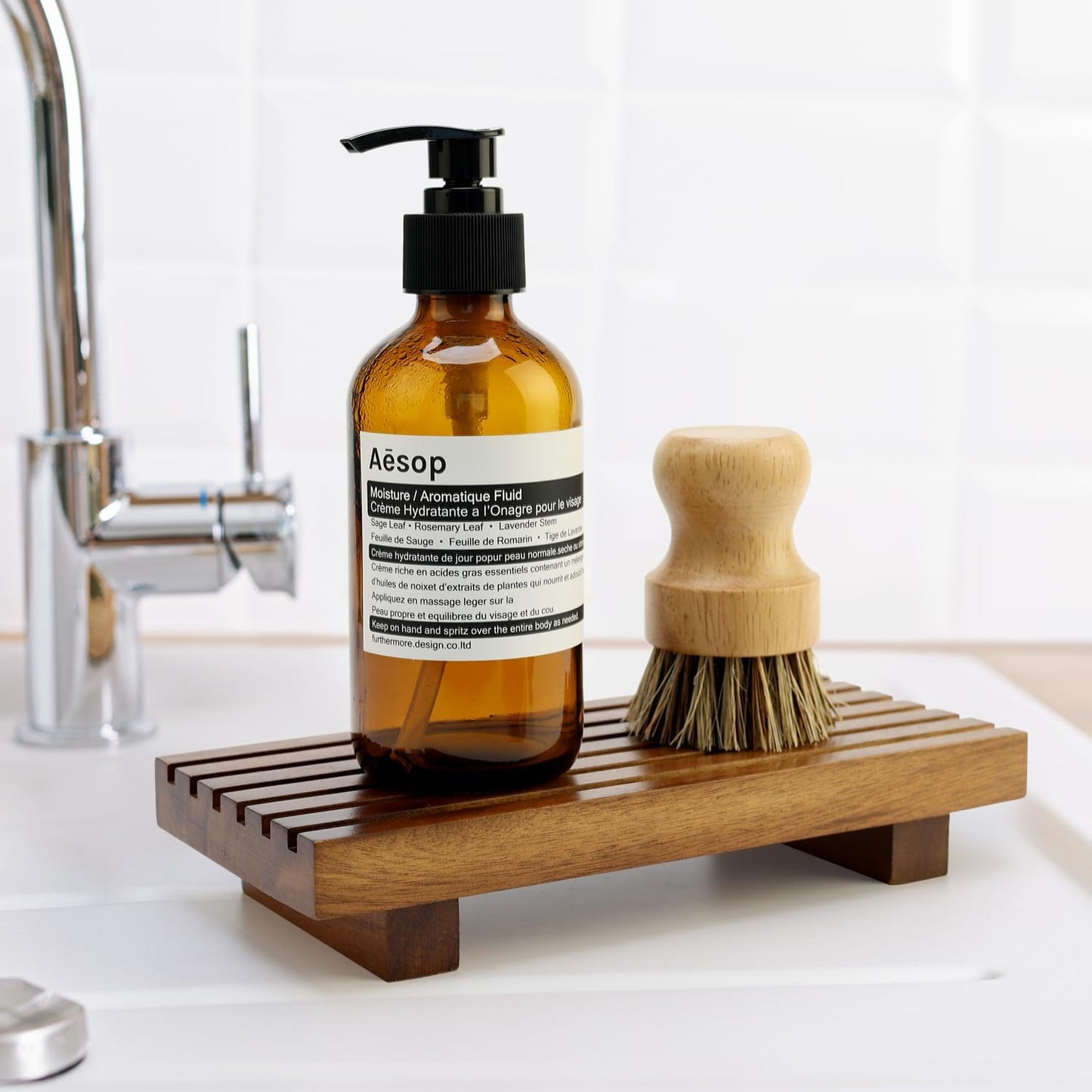 Acacia Wood Riser - Decorative Pedestal Stand for Bathroom Sink & Kitchen Counter | Soap Dish Holder