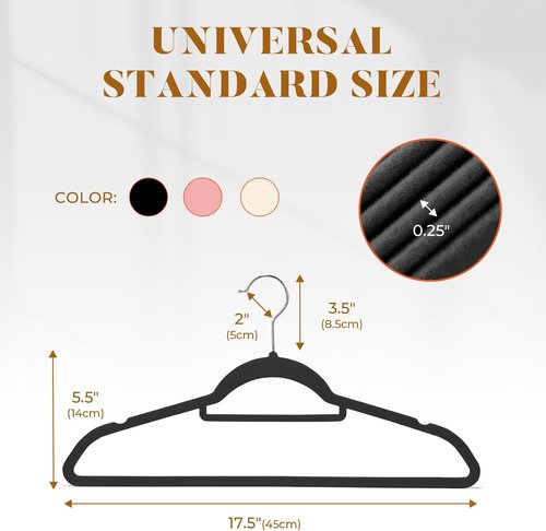 HOUSE DAY Velvet Hangers - 60 Pack Non-Slip Premium Slim Clothes Hangers | 360° Swivel Hook in Elegant Black