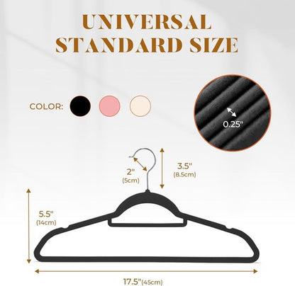 HOUSE DAY Velvet Hangers - 60 Pack Non-Slip Premium Slim Clothes Hangers | 360° Swivel Hook in Elegant Black