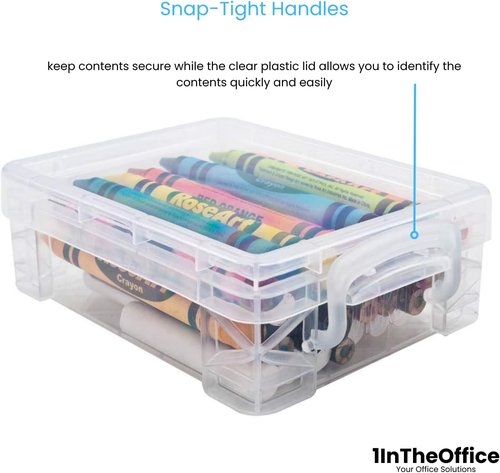 1InTheOffice Crayon Box - Stackable Clear Storage Solution | Set of 4