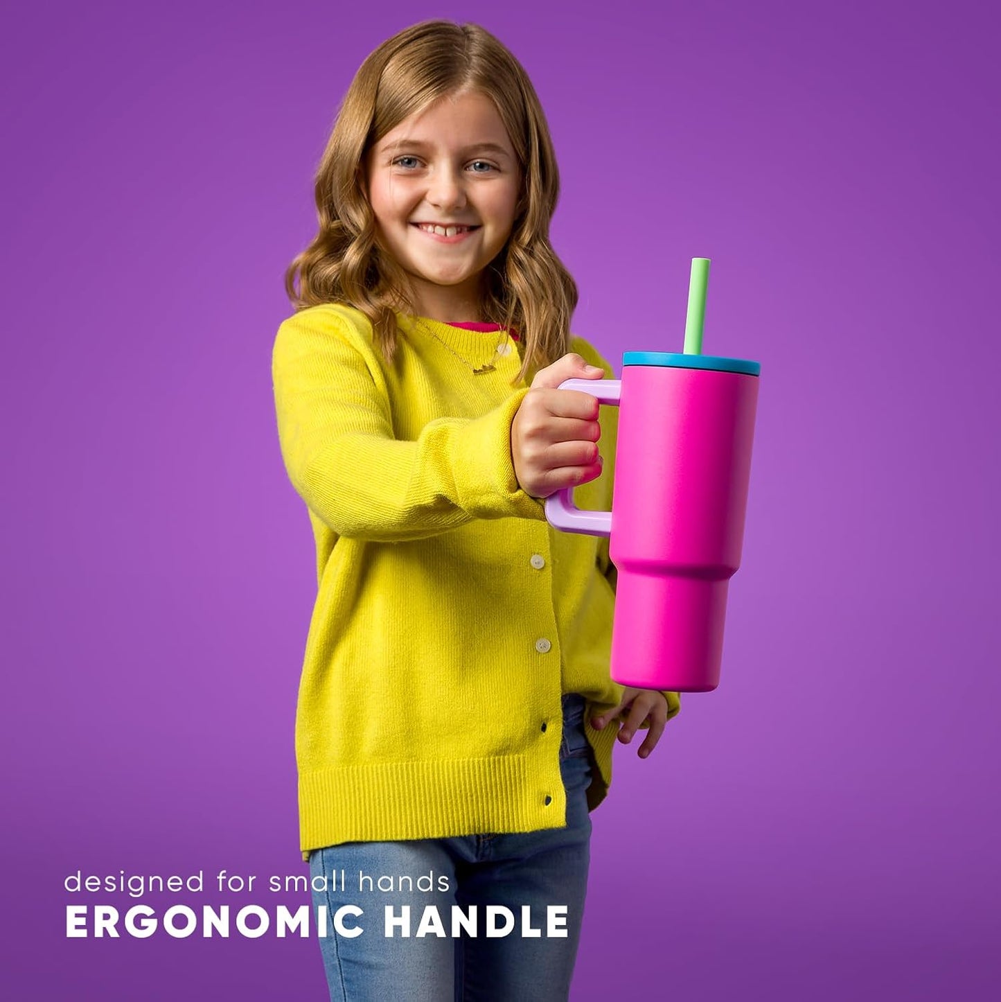 Simple Modern Kids 24 oz Tumbler - Spill Proof, Leak Resistant | Reusable Stainless Steel | Lime Checkmate