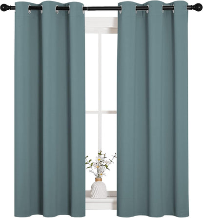 NICETOWN Blackout Curtains - Noise Reducing Thermal Insulated Drapes for Small Windows | Greyish Blue, 2 Panels (W34 x L54-Inch)