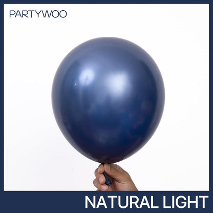 PartyWoo Metallic Navy Blue Balloons - 50pcs 12 Inch Chrome Balloons for Graduation & Celebrations