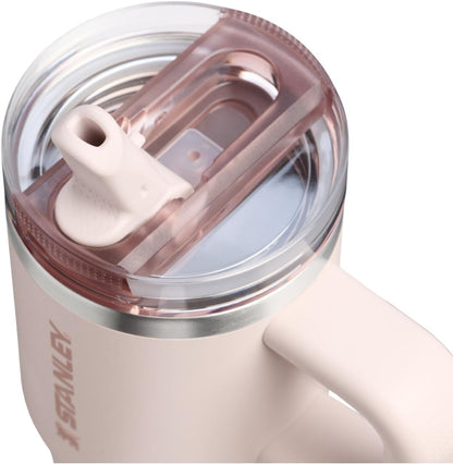 STANLEY Quencher ProTour Tumbler - 14 oz Insulated Stainless Steel Cup with Built-In Straw & Handle | BPA-Free Rose Quartz