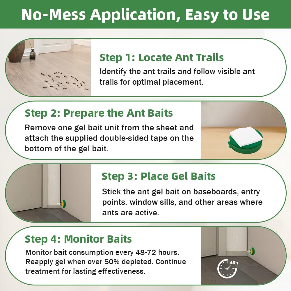 Skiennix Ant Killer Gel Bait Stations - 36 PCS Extra Strength Traps for Carpenter Ants | Safe & Easy to Use