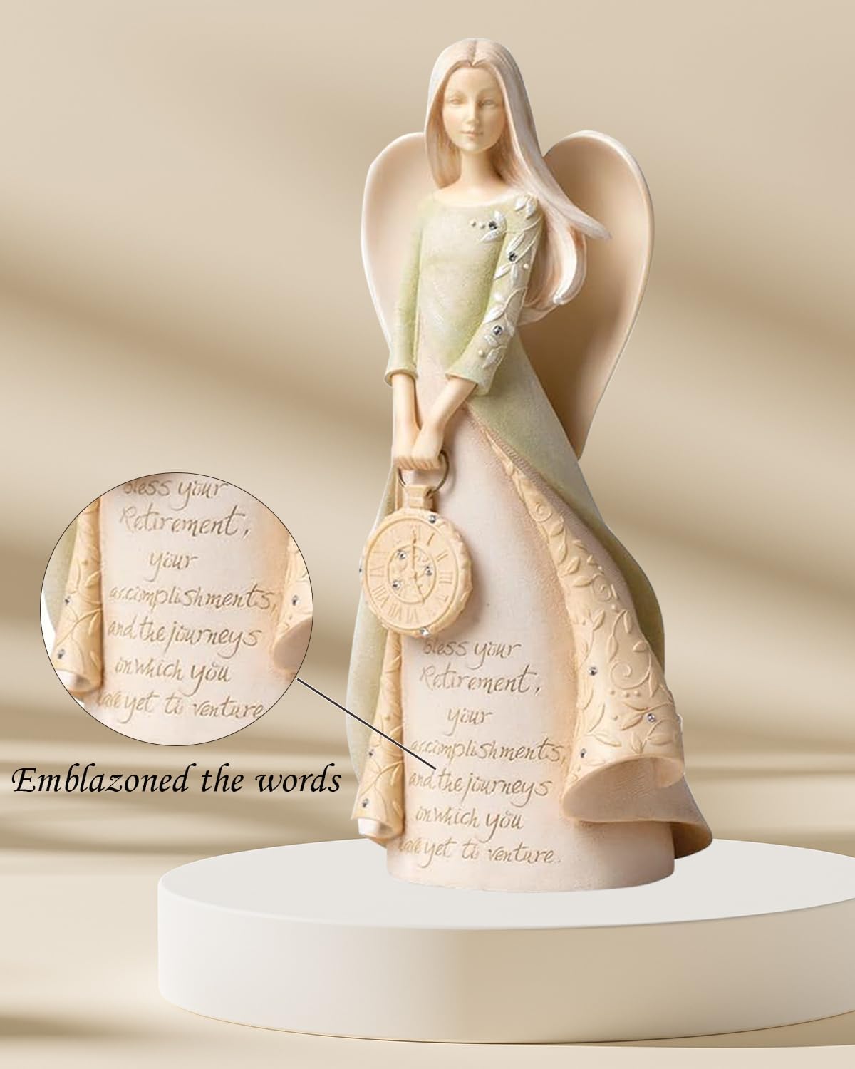 Regine Switzerland Retirement Gift - Angel Holding Clock Figurine for Women | Perfect Retirement Party Decoration