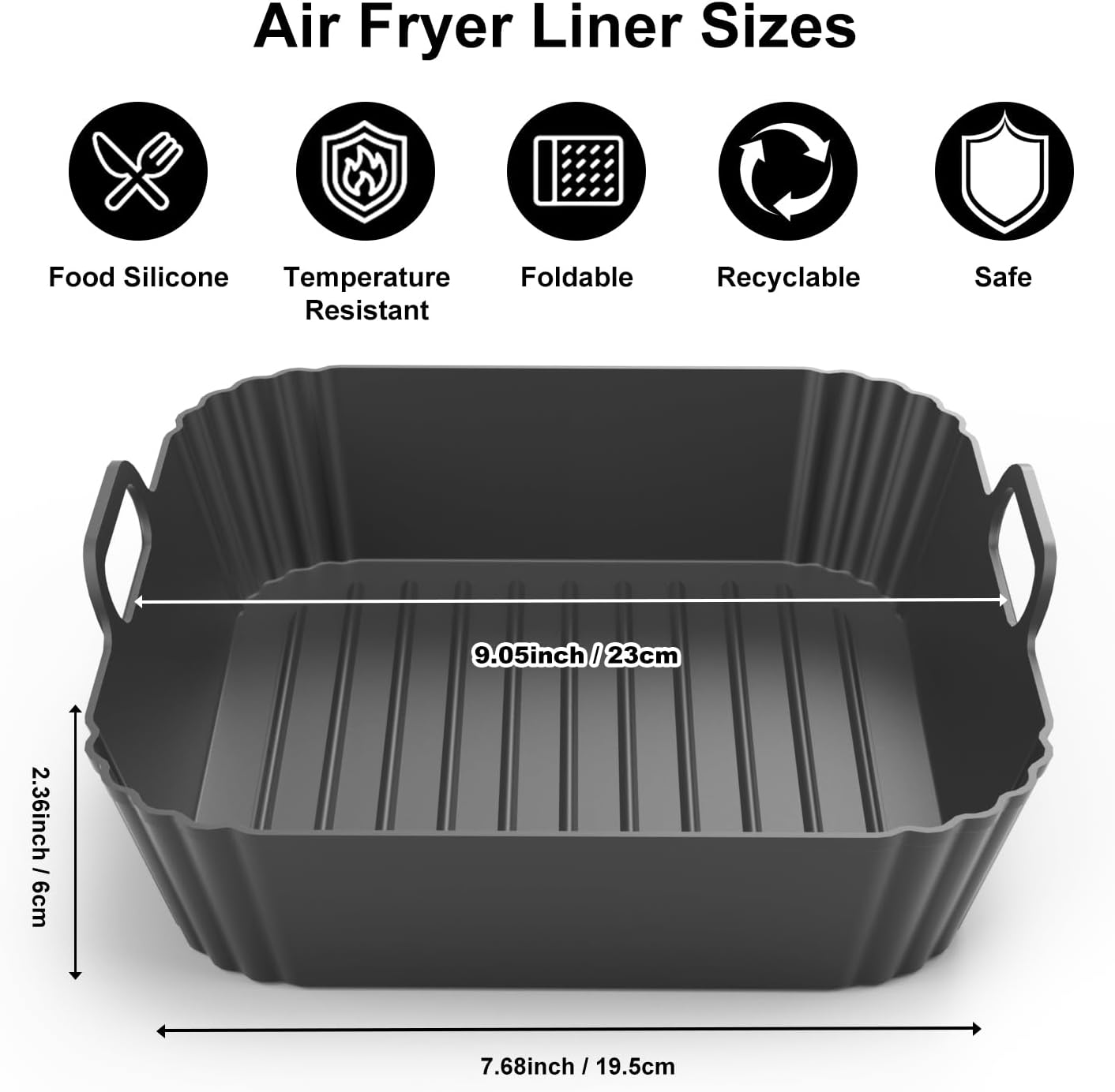 Skiennix 9-Inch Silicone Air Fryer Liners - Reusable Baking Accessories for Ninja & Cosori | 2 Pack