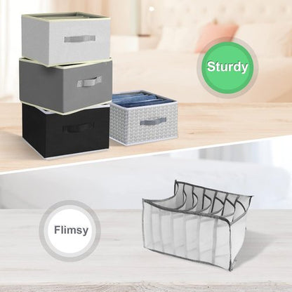 Homsorout Closet Organizers - Foldable 5-Cell Jean Organizer for Clothes | 4 Sets in Black