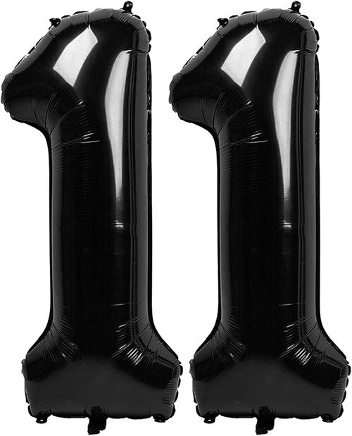 Black Number 11 Balloon - 40 Inch Foil Balloon for 11th Birthday Party Decorations