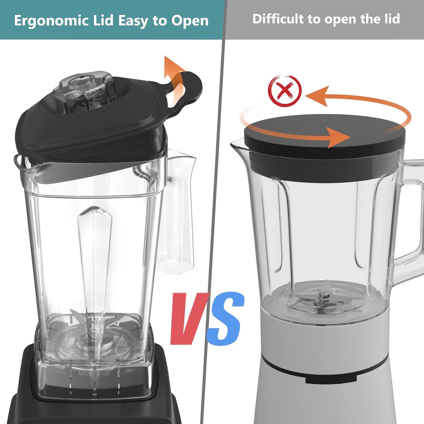 OMMO Blender 1800W - Professional High-Speed Countertop Blender with 60oz BPA-Free Jug | Durable Stainless Steel Blades for Smoothies and Shakes