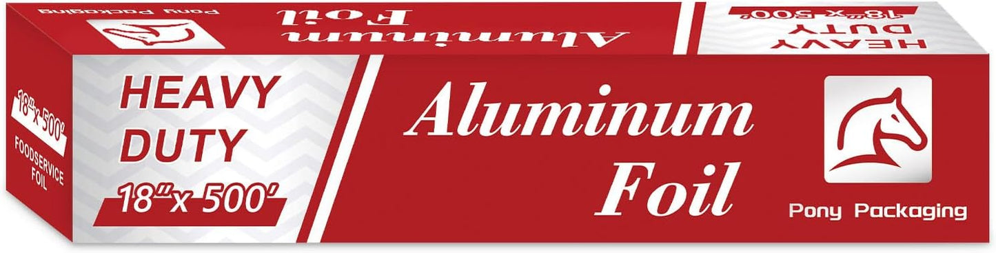 Skiennix Heavy Duty Aluminum Foil Roll - Food Safe 18 Inches x 500 FT | Durable Kitchen Wrap