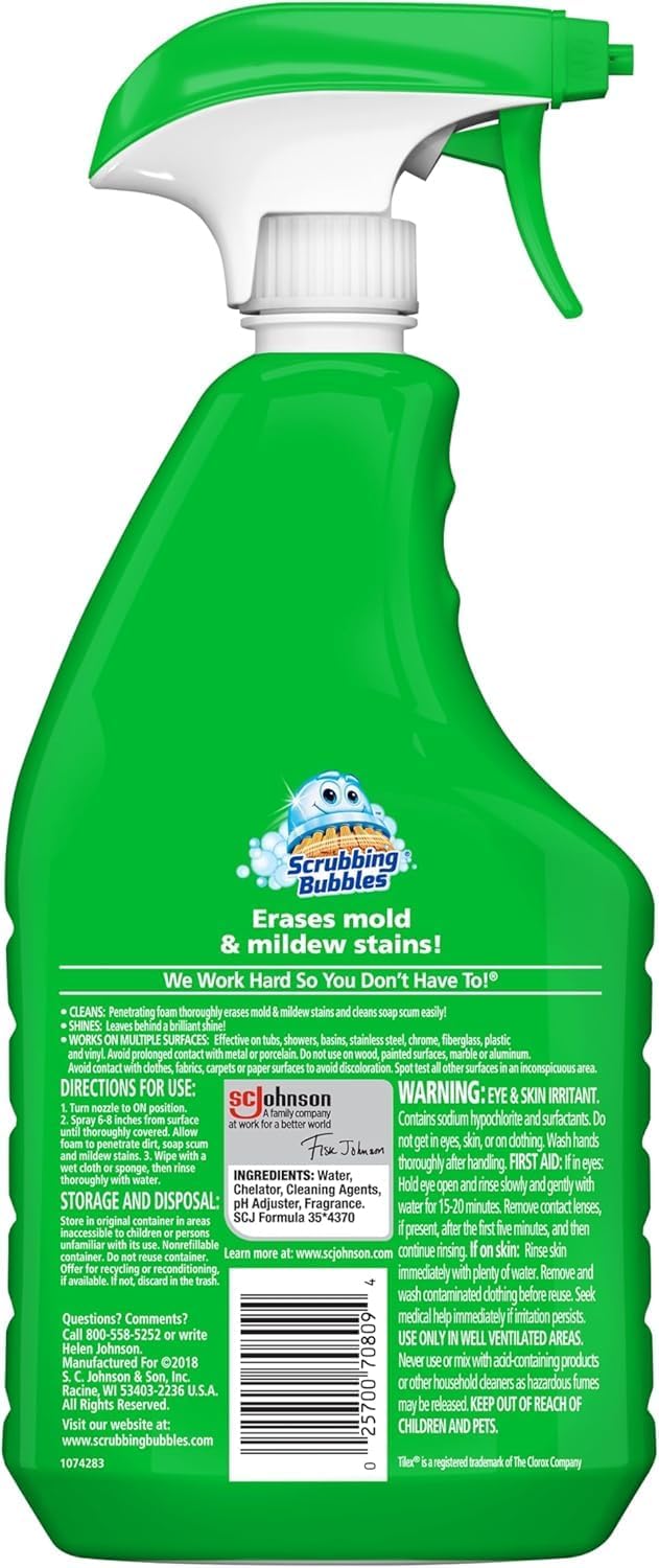 Scrubbing Bubbles Foaming Bleach Bathroom Cleaner - Disinfectant Spray for Mold & Mildew, 32oz