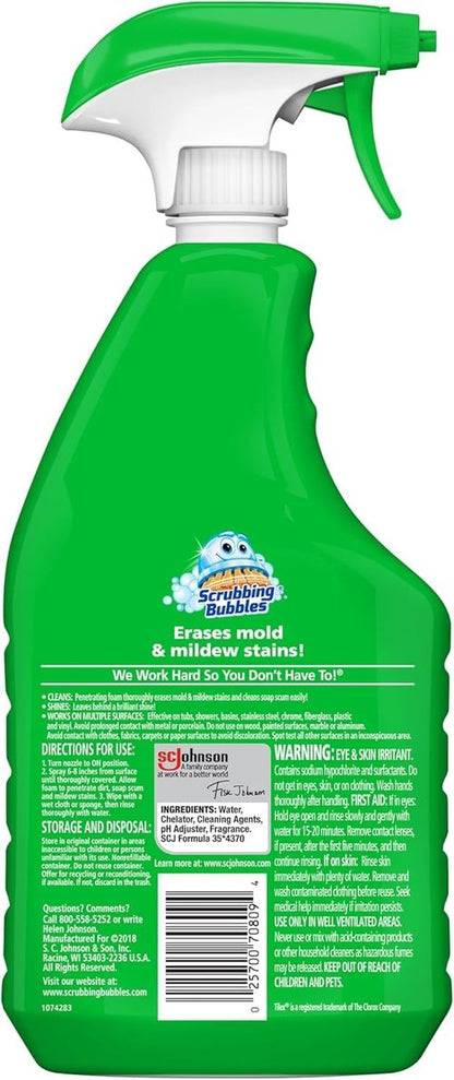 Scrubbing Bubbles Foaming Bleach Bathroom and Shower Cleaner Disinfectant Spray, Helps Erase Mold & Mildew, 32oz