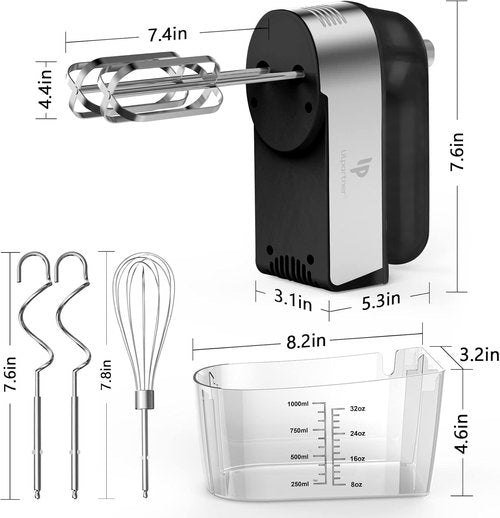 **Skiennix Electric Hand Mixer - 450W Kitchen Mixer with Turbo Boost & 5 Speed Settings | Black**