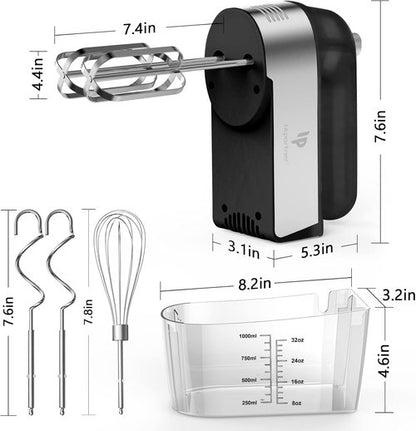 **Skiennix Electric Hand Mixer - 450W Kitchen Mixer with Turbo Boost & 5 Speed Settings | Black**