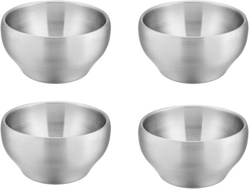 E-far Stainless Steel Bowls for Kids | 12 Ounce Double-Deck, Insulated & Shatterproof - Set of 4
