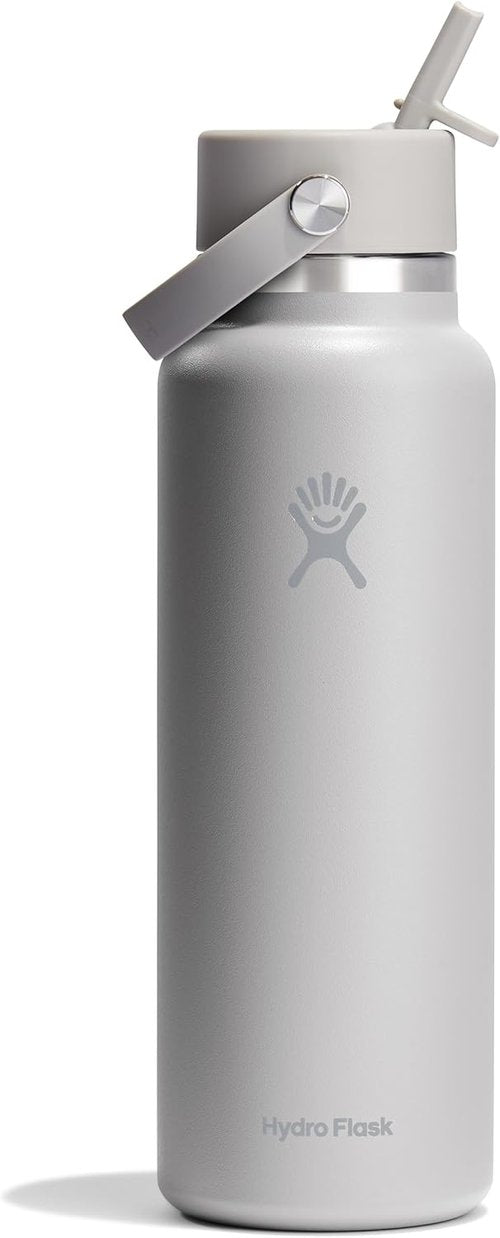 Hydro Flask Water Bottle - Insulated Stainless Steel with Wide Mouth Flex Straw Lid | 40 Oz Tonal Birch