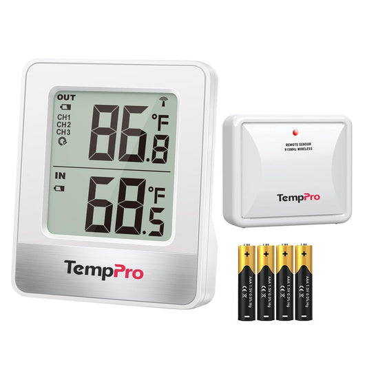TempPro 500FT Indoor Outdoor Thermometer Wireless, Outdoor Thermometers for Patio with Temperature Sensor, Room Thermometer for House Home Reptile Baby Room Temperature Monitor (Previously ThermoPro)