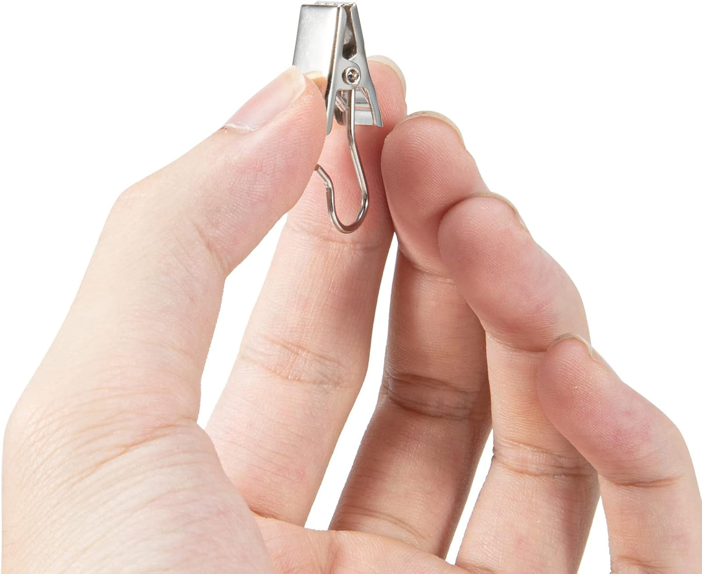 Skiennix 50 PCS Heavy Duty Curtain Hooks - Stainless Steel Clips for Home Decor & Art Display (Silver)