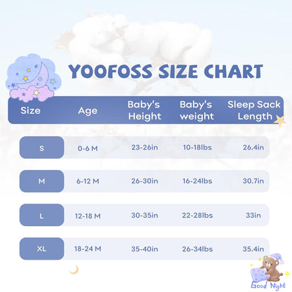 Yoofoss Baby Sleep Sack - 100% Organic Cotton Wearable Blanket | 2-Way Zipper, 0.5 TOG, 3 Pack for 6-12 Months