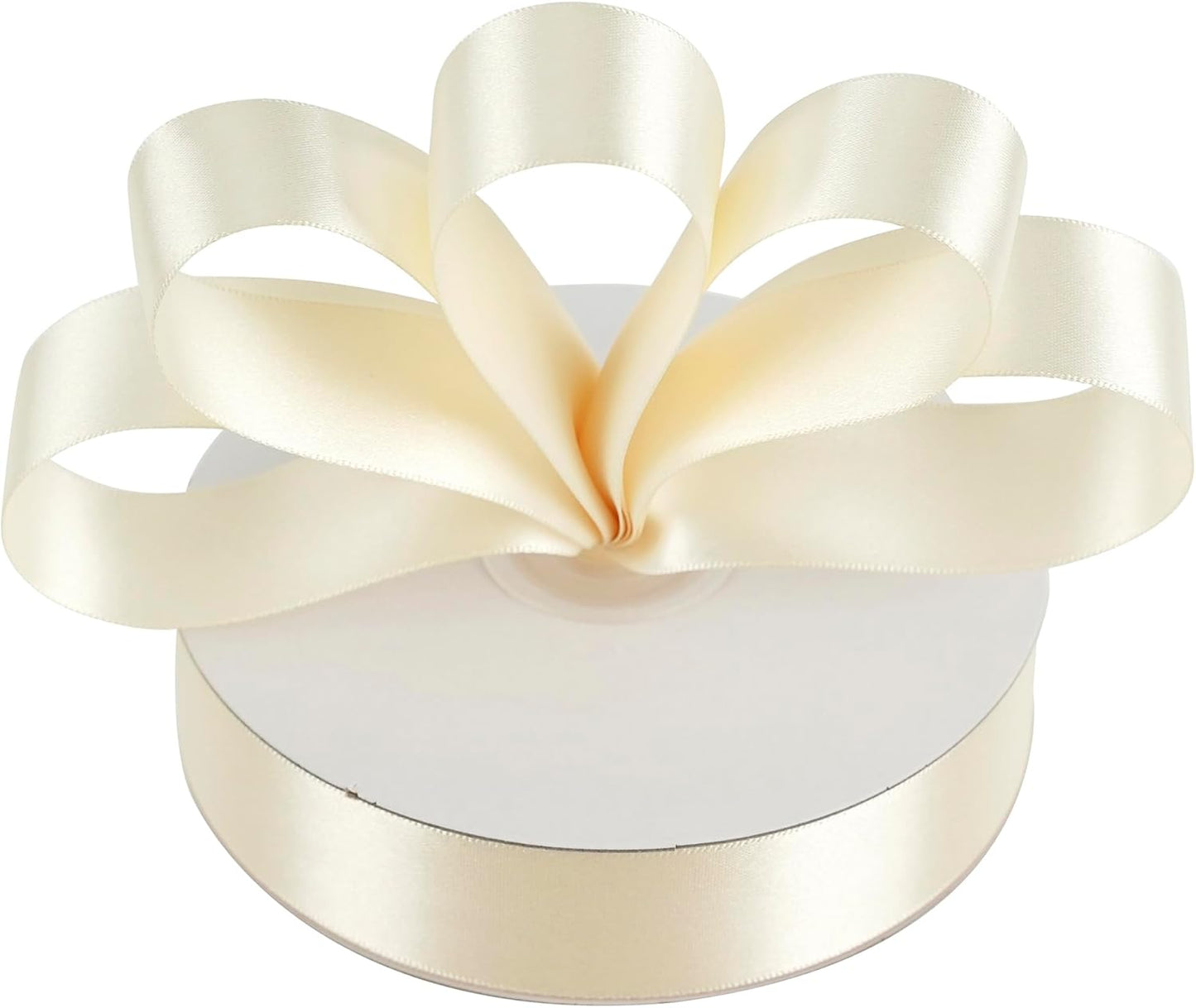 MEEDEE Ivory Double-Faced Satin Ribbon - 1 Inch x 50 Yards for Crafts, Weddings & Holiday Decor