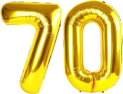 Gold Number 70 Balloon - 40 Inch Golden 70th Birthday Decorations for Men & Women