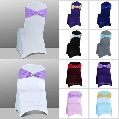 Babenest Spandex Chair Sashes - 100PCS Premium Stretch Covers with Buckle Slider for Weddings & Events | Purple