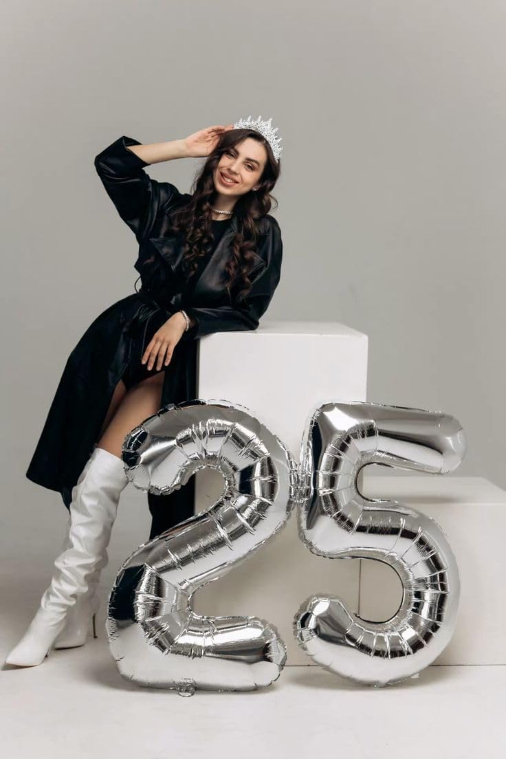 Numbers 40 Inch Balloon - Large Silver Number 13 Foil Balloon for Birthday & Wedding Decorations