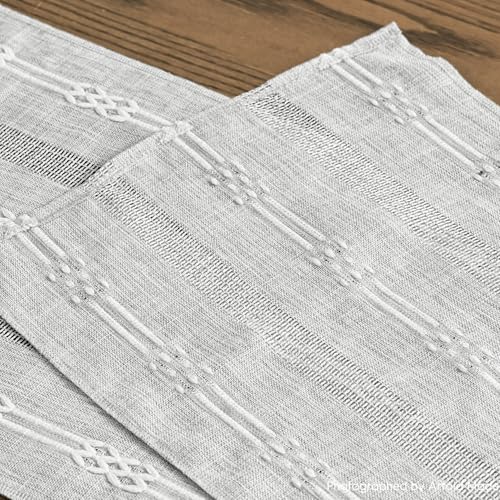 Grey Farmhouse Embroidered Table Runner - 13x120 Inch Seasonal Kitchen Decor
