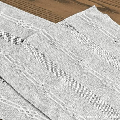 Grey Farmhouse Embroidered Table Runner - 13x120 Inch Seasonal Kitchen Decor