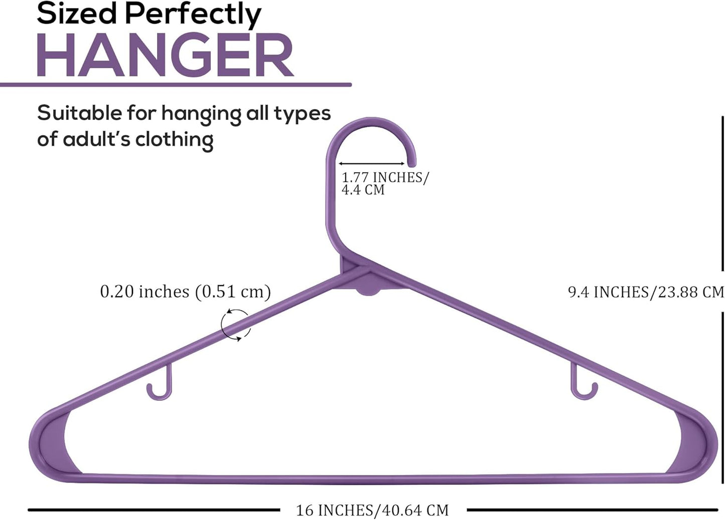 Utopia Home Plastic Hangers 200 Pack - Durable Space-Saving Clothes Hangers - Heavy Duty Purple Design