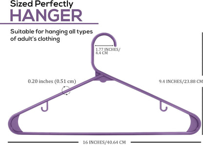 Utopia Home Plastic Hangers 200 Pack - Durable Space-Saving Clothes Hangers - Heavy Duty Purple Design