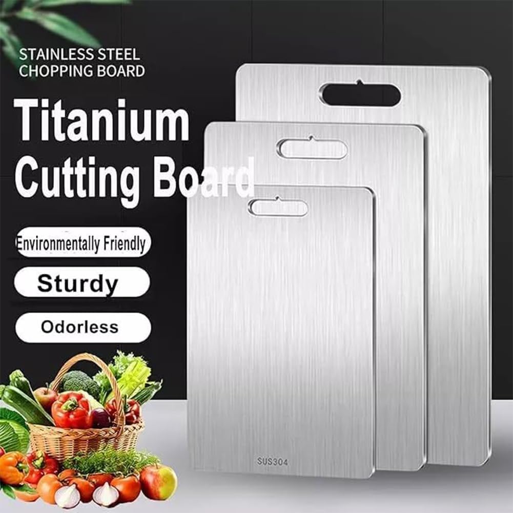 Tavano Cutting Board, Tavano Titanium Cutting Boards for Kitchen, Double Sided Rustproof Non-stick Cutting Board, Non-porous Slip and Easy to Clean (M: 13.38 * 9.05in)